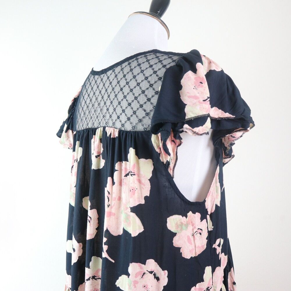 Free People Size M* Tilly Tiered Mini Dress V-Neck Floral Print - Picture 8 of 11